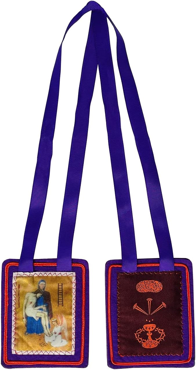 TALPGOD Purple Escapularios Catolicos Catholic Scapular Marie Julie Jahenny of Benediction with Protection Cross of Forgiveness and Medal of Our Mother of Good Guard - Image 3